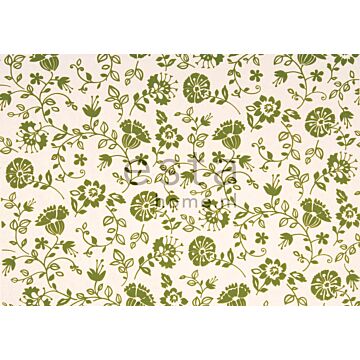 A4 sample fabric Kingfisher motif moss green